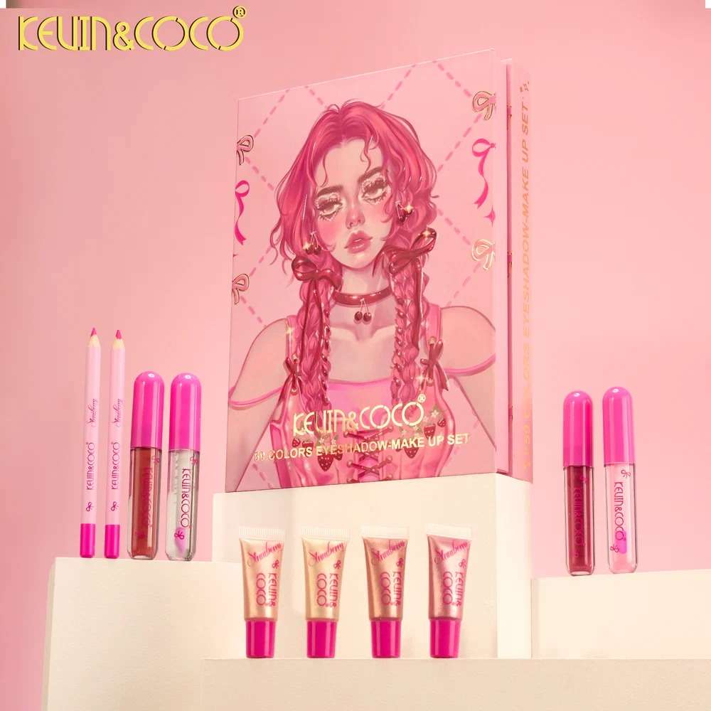 SET DE MAQUILLAJE COMPLETO ROSADO KC1183